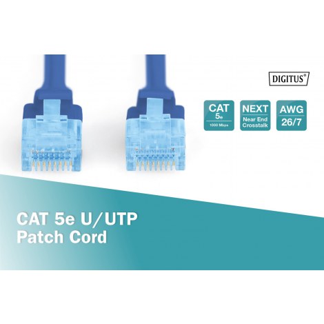 Digitus | CAT 5e | Patch cable | Unshielded twisted pair (UTP) | Male | RJ-45 | Male | RJ-45 | Blue | 0.5 m - 2
